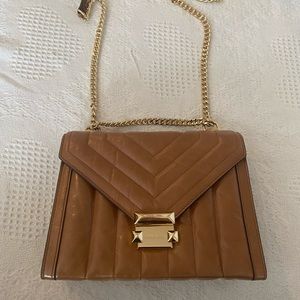 Michael Kors brown leather gold chain bag